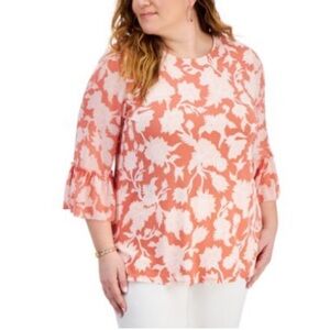 JM Collection - Plus Size Ruffled-Sleeve Top - 1X